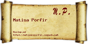 Matisa Porfir névjegykártya